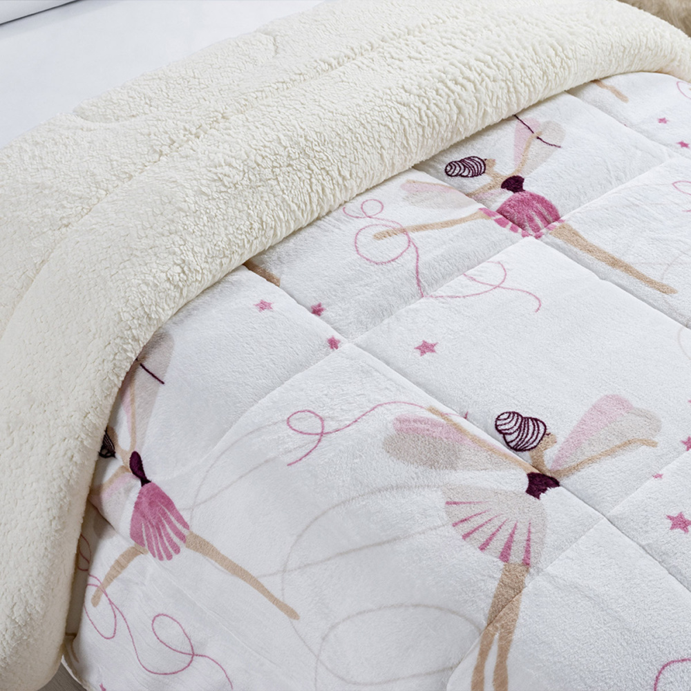 Coberdrom Cobertor Infantil Solteiro Manta Sherpa Pele de Carneiro 530g/m² Dupla Face Encanto Kids Bailarina - imagem 2
