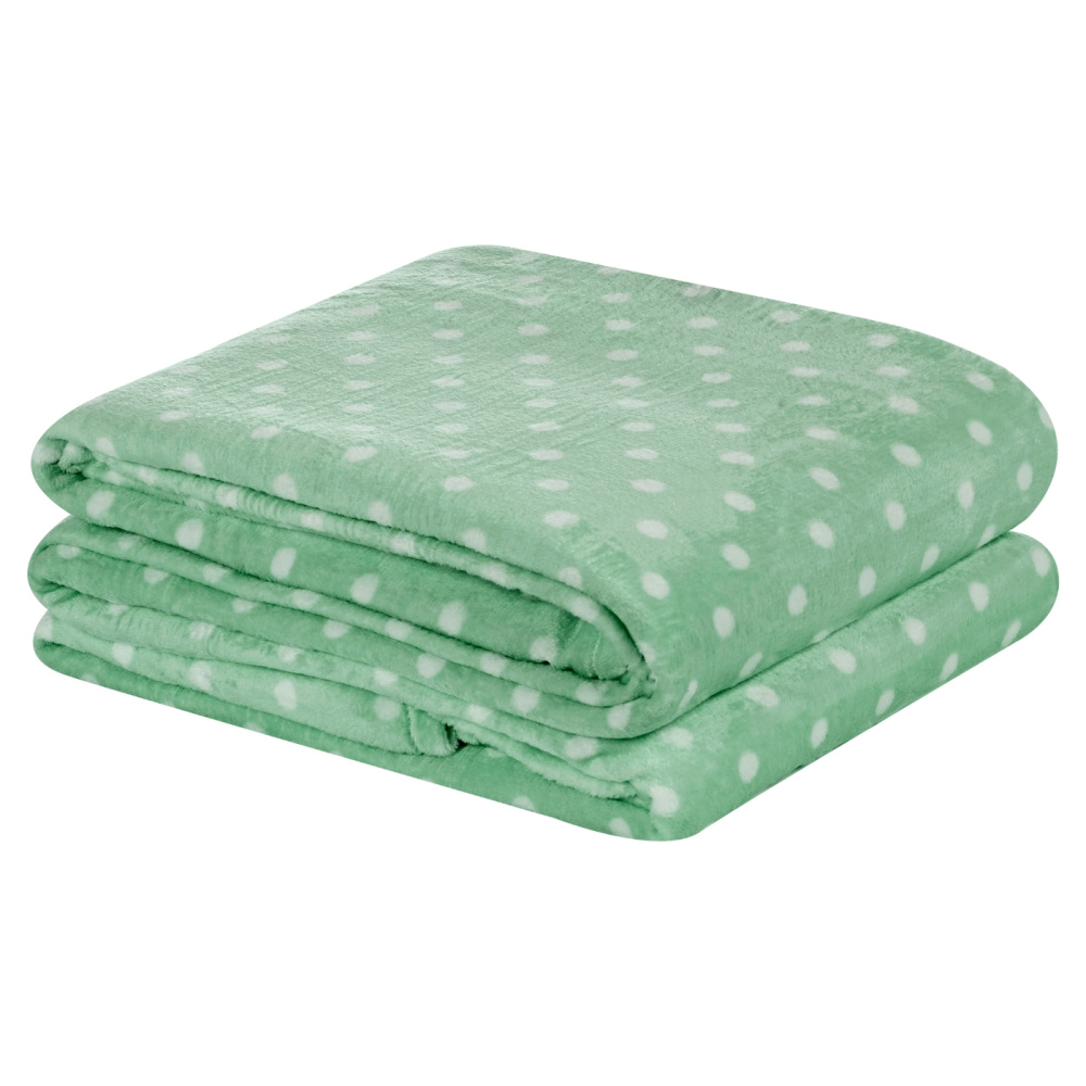 Cobertor Manta Flannel Casal 2,20x1,80m 220g/m² Toque Super Soft Lisboa Petit Poá Verde