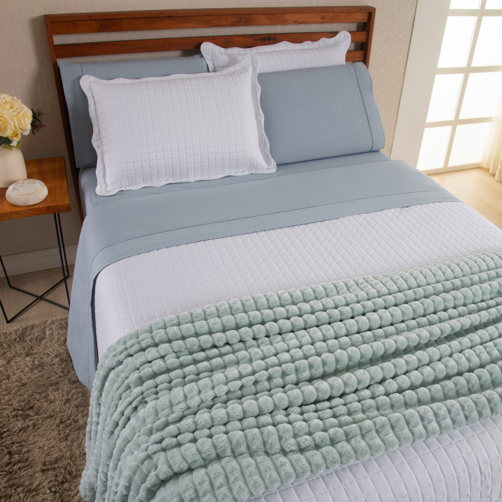 Kit Cama Posta Queen Vitória 8 Peças Dublin/Branco/Verde