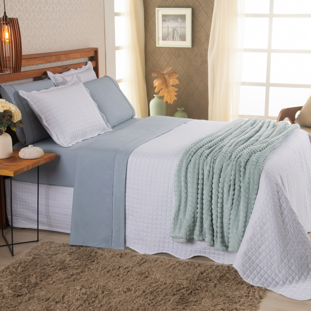 Kit Cama Posta Queen Vitória 8 Peças Dublin/Branco/Verde - 3